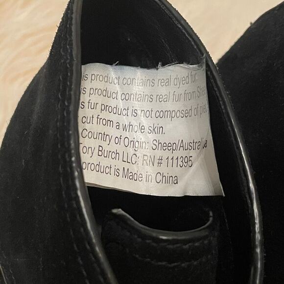 Tory Burch Hilary Suede Chukka Booties | Black Lace-Up, Block Heel, 8M - Picture 10 of 13